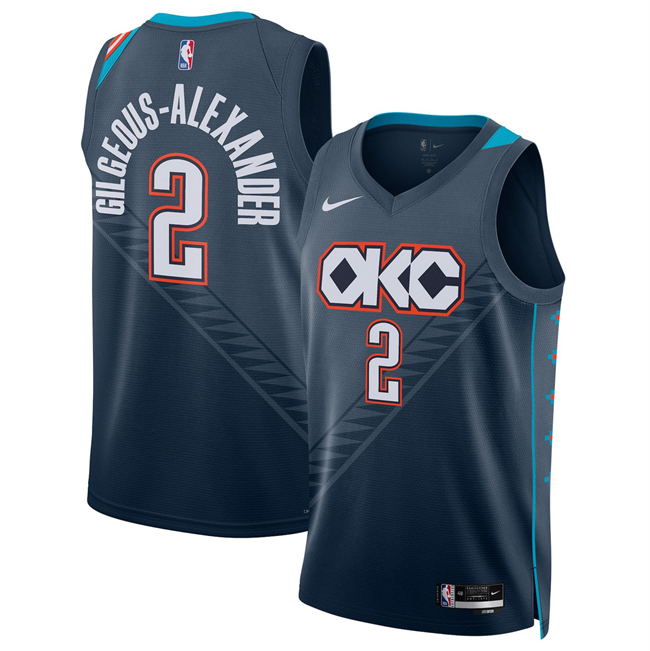 Men's Oklahoma City Thunder #2 Shai Gilgeous-Alexander Navy 2025/26 City Edition Stitched Basketball Jersey